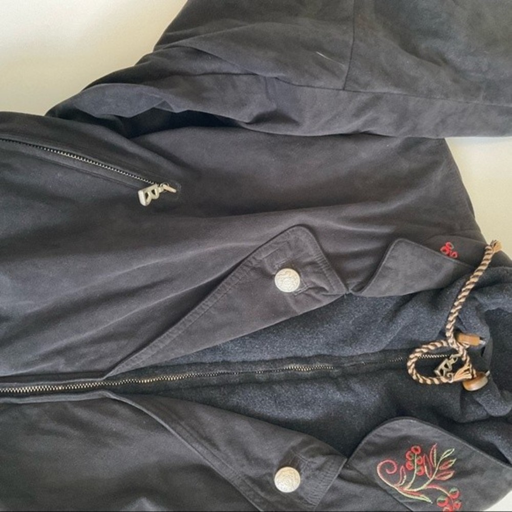 VTG Bogner Suede Embroidered Women’s Belted Ski Jacket Black Red 80s/90s Vintage - Picture 7 of 12